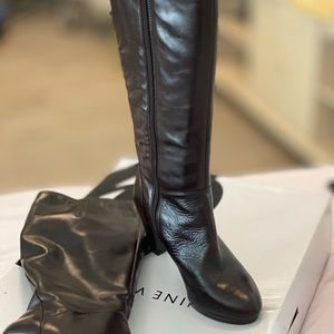 Nine West 4 inch heel brown leather boots